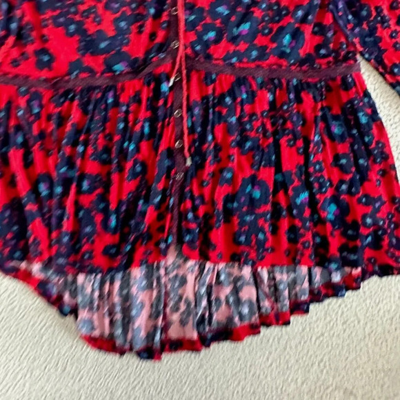 Free People Top Love Letter Mini Dress Merlot Tunic Combo Oversized - Picture 8 of 16